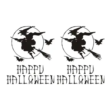 

2pcs Halloween Witch Sticker Removable Durable Practical Halloween Decor Wall Decal for Party Festive
