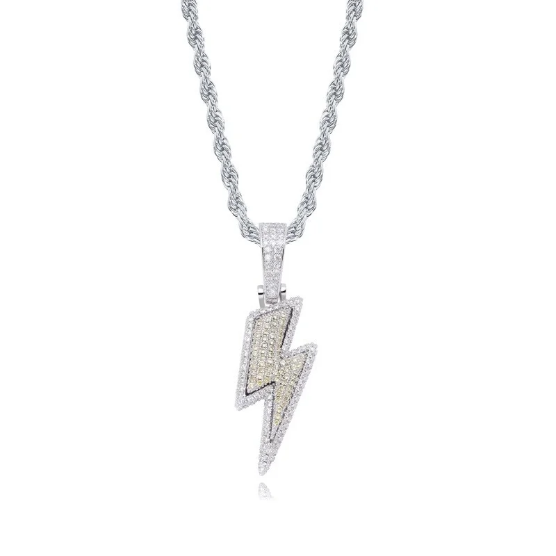 Crystal Charm Ketting Shine Volledige Zirkoon Lightning Ketting Voor Vrouwen Mannen Iced Out Chain Hip Hop Party Sieraden Accessoires