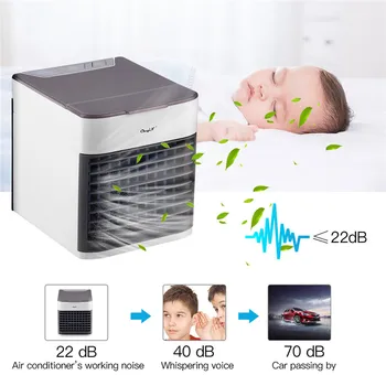 

Portable 3 in 1 Air Cooler Air Humidifier Purifier Mini Desktop Air Conditioner Fan Ultra-Quiet Cooling Fan With 7 Color LED