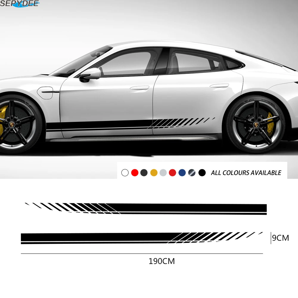 

2Pcs Car Stickers Body Door Side Stripes Skirt Decals Sticker For Audi Volkswagen Ford BMW Toyota Honda Renault Car Accessories