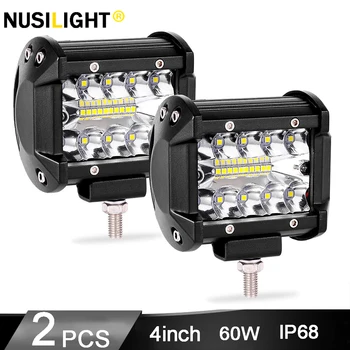 

4 Inch 60W 12V Car Led Work Light Bar led bar Off-road 4x4 fog Lamp For Nissan Patrol gr y60 gr y61 260 rd28 topline sd33 Truck