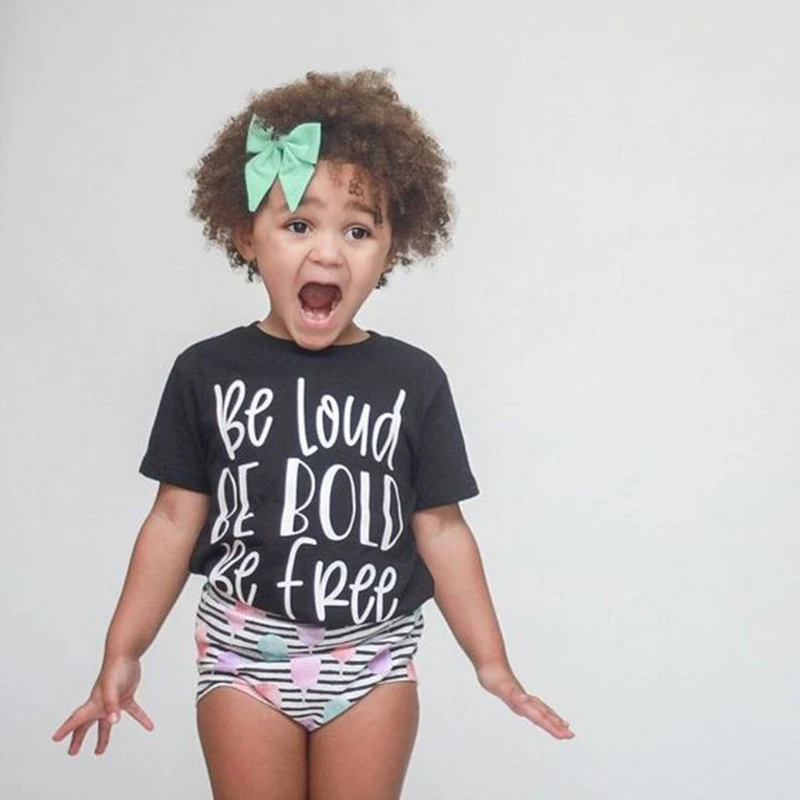 Забавная детская футболка Be Loud Be Bold Be Free, футболки с коротким рукавом для маленьких девочек и мальчиков, Летние повседневные модные футболки для детей, футболки, топы