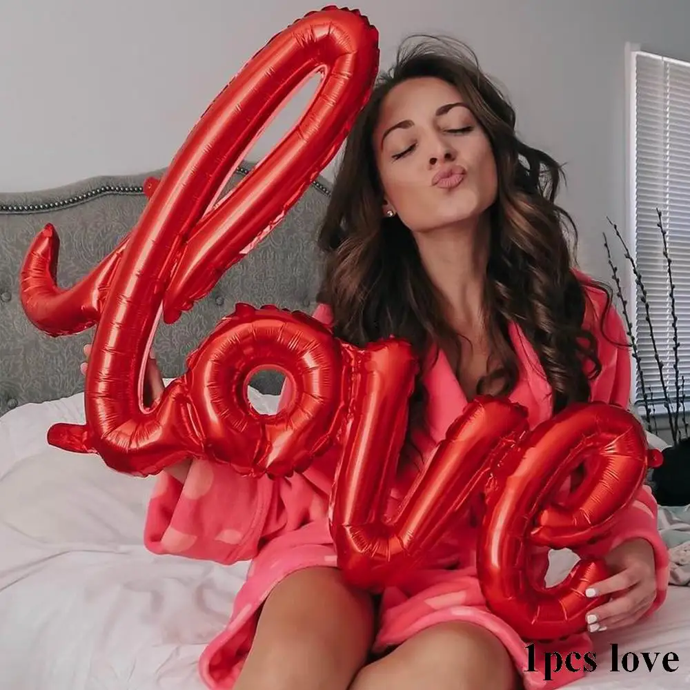 1pcs love 75 см в форме сердца алюминиевые шары надувные из фольги украшения для свадебной вечеринки любовные буквы Globos День Святого Валентина Гелиевый шар - Цвет: 1pcs love