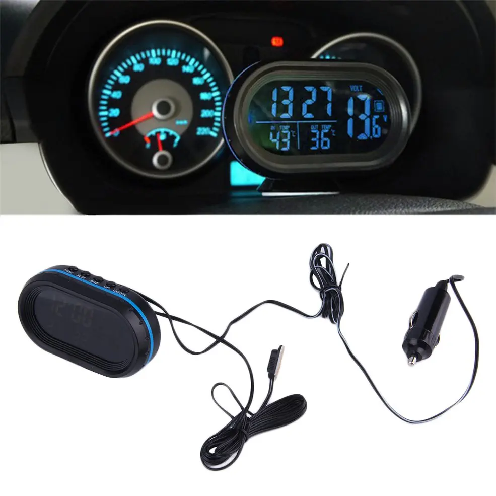 2 in 1 12V / 24V Digital Auto Car Thermometer + Car Battery Voltmeter Voltage Meter Tester Monitor 