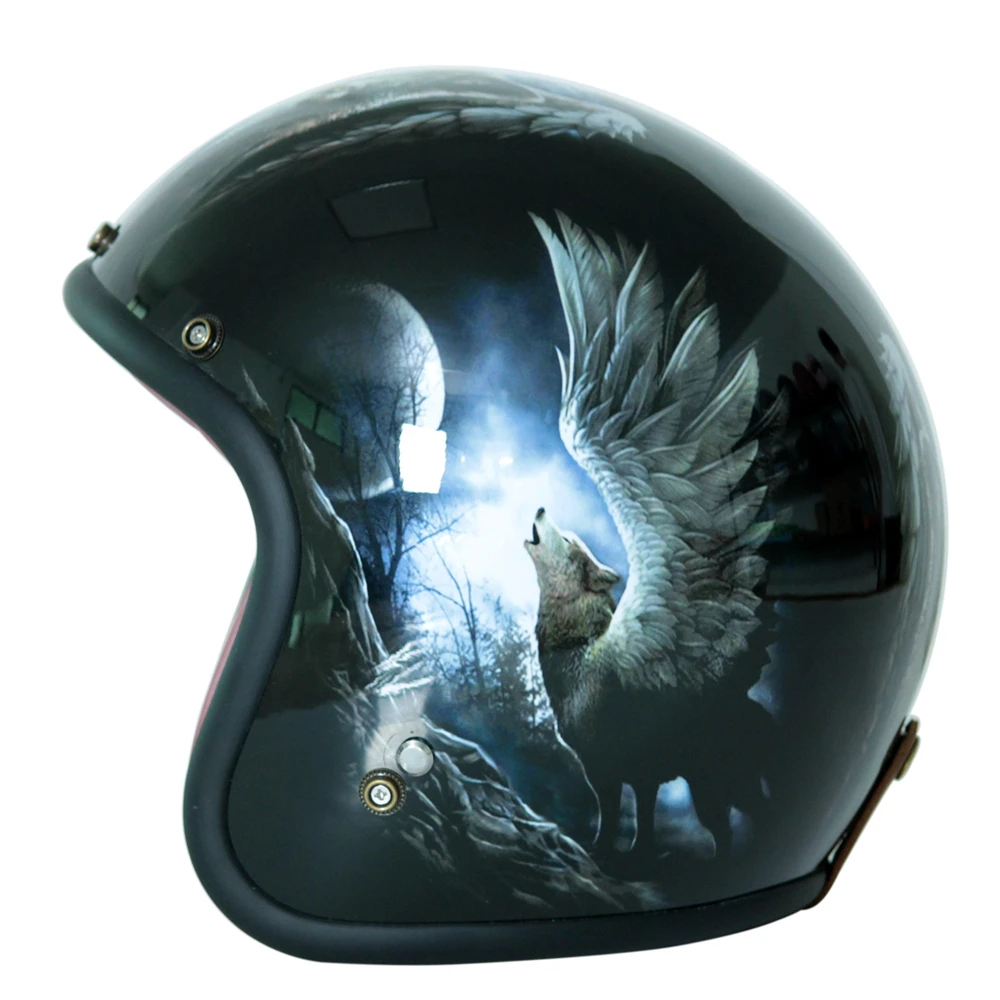 Moon Wolf окрашенный мотоциклетный шлем Moto Кафе Racer Ретро rbike Cruiser Шлем винтажный скутер Casco Capacete DOT утвержден