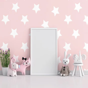 

Laeacco Photography Backdrops Cozy Life Pink Star Wall Screen Baby Toys Room Interior Photo Background Photocall Photo Studio