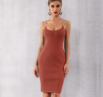 

Girls Fashion Solid Knitting Knee Length Bodycon Party Cheap Dress