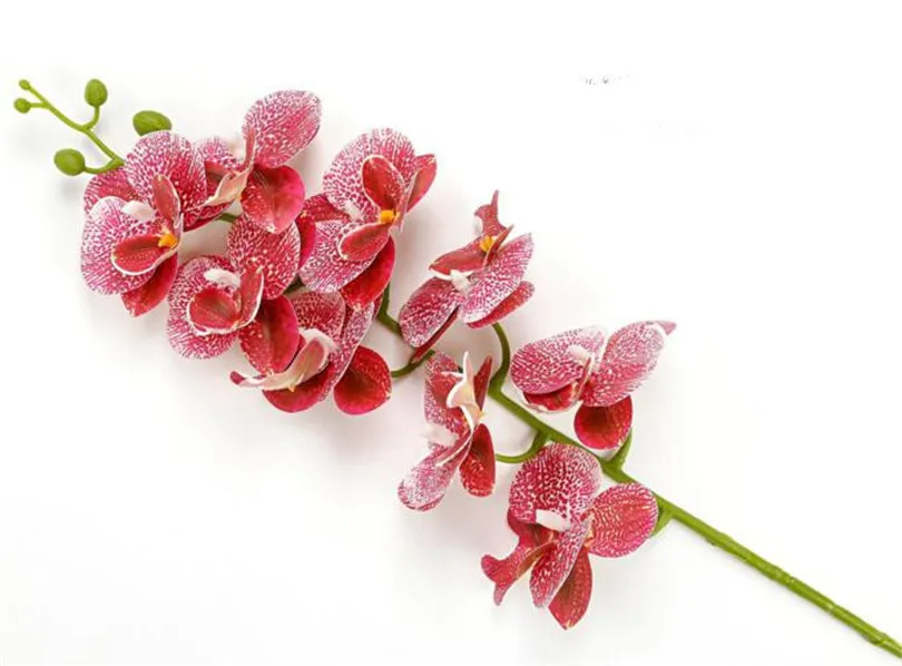 Один Искусственный Мотылек Орхидеи цветы Настоящее прикосновение латекс высокое качество Бабочка орхидеи стволовых растений центральный Силиконовые Цветы - Цвет: deep pink spot