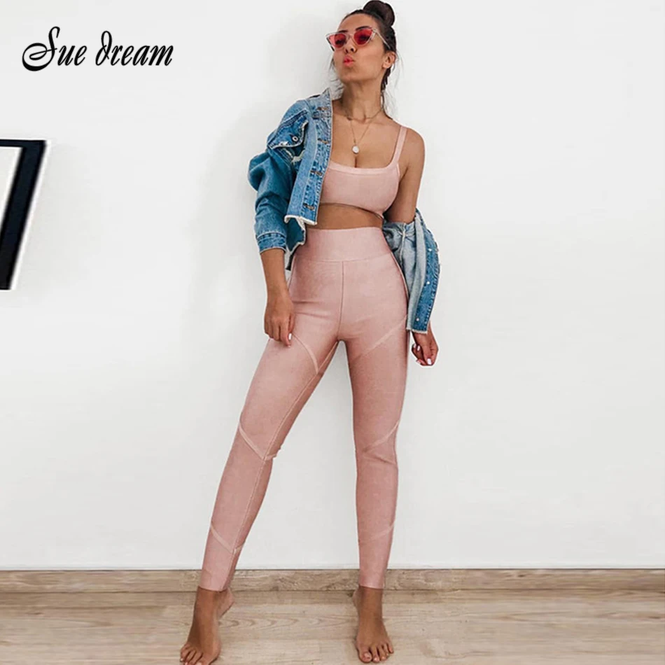 2021 New Women'S Fashion Sexy 2 Piece Two-Piece Set Fitness Tight High Waist Sportswear Bodycon Club Party |