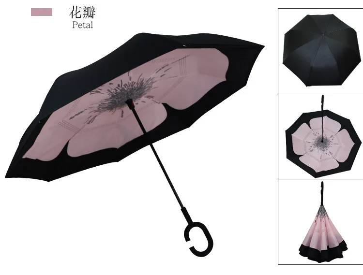 Двухслойный складной зонт Parapluie с защитой от ультрафиолета и защитой от солнца и дождя для мужчин и женщин - Цвет: as picture color