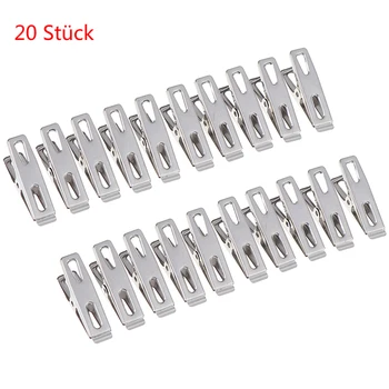 

20Pcs light Stainless Steel Clothespins Socks Underwear Drying Rack Holder Clothes Pegs Hanging Pins Clips Laundry Household