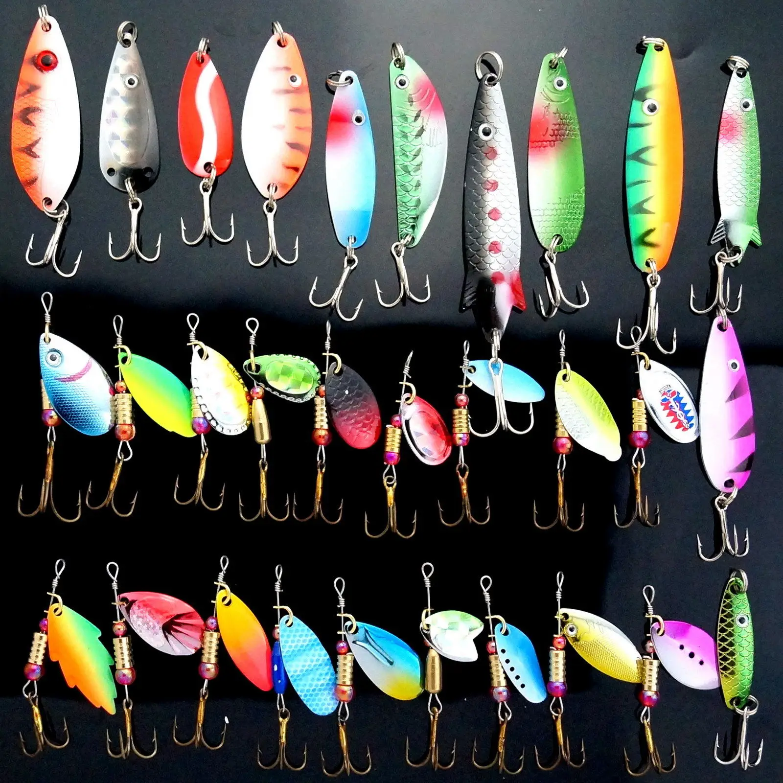 

New 30pcs Spoon Lure Set Fishing Metal Bait For Lake Sea Carp Bass Wobbler Small Mini Spinner Trout Jig Hard Kit Accessories