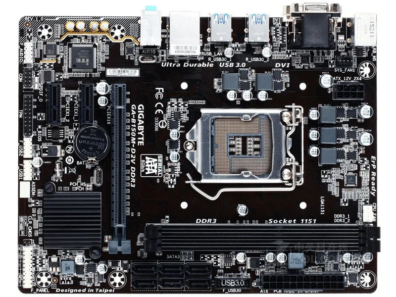 Gigabyte GA-B150M-D2V DDR3 рабочего Материнская плата B150M-D2V B150 LGA 1151 Core i7 i5 i3 DDR3 16G SATA3 USB3.0 VGA, HDMI, DVI микро-atx корпус
