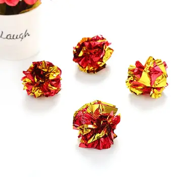 

48PCS Mylar Balls Cat Toy Shiny Crinkle Sound Shiny Ring Paper Kitten Crackle