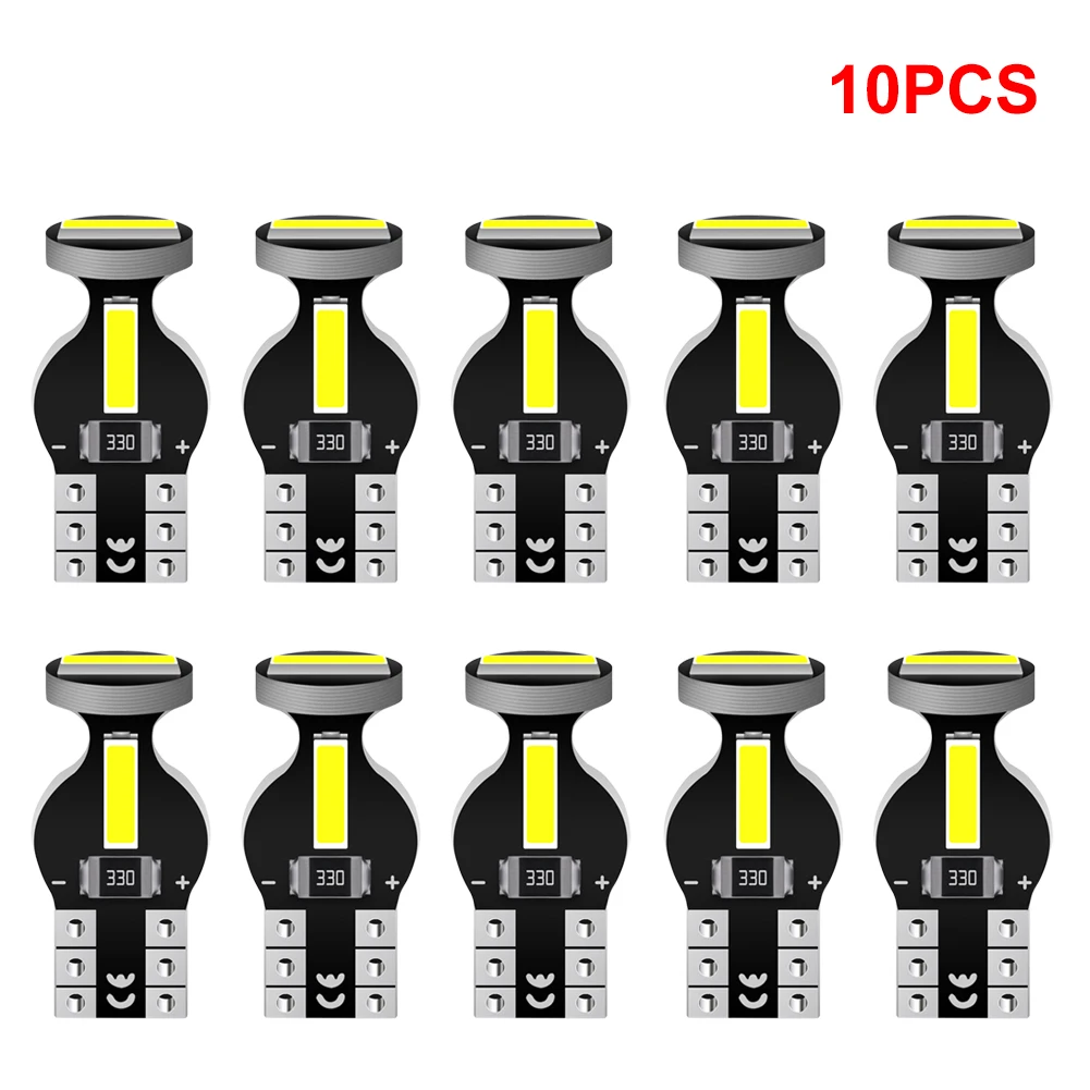 

10x T10 501 194 W5W 7020 3SMD White Extremely Bright Canbus Error Free Xenon White LED Light Wedge Light Bulb for Map Dome