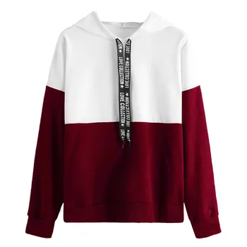 

Letter Print Sweatshirts Women Hoodies Patchwork Pullover Ladies Long Sleeve Casual sudadera mujer Women Clothes Harajuku Hoodie