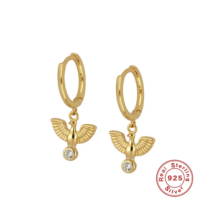 

Aide 925 Sterling Silver Earring Minimalist Peace Pigeon Hoop Earrings For Woman Birthday Engagement Pendientes Fine Jewelry