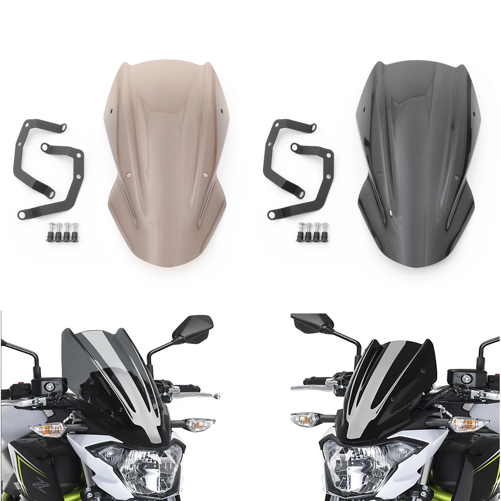 Areyourshop для Kawasaki Z650- ABS лобовое стекло экран Z-650 экран с кронштейном аксессуары для мотоциклов