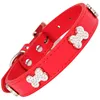 Cats Dogs Collar Leather Adjustable Decoration Bling Dog Bone Pendant Necklace Pet Collar with Rhinestones Pet Accessories Stuff 3