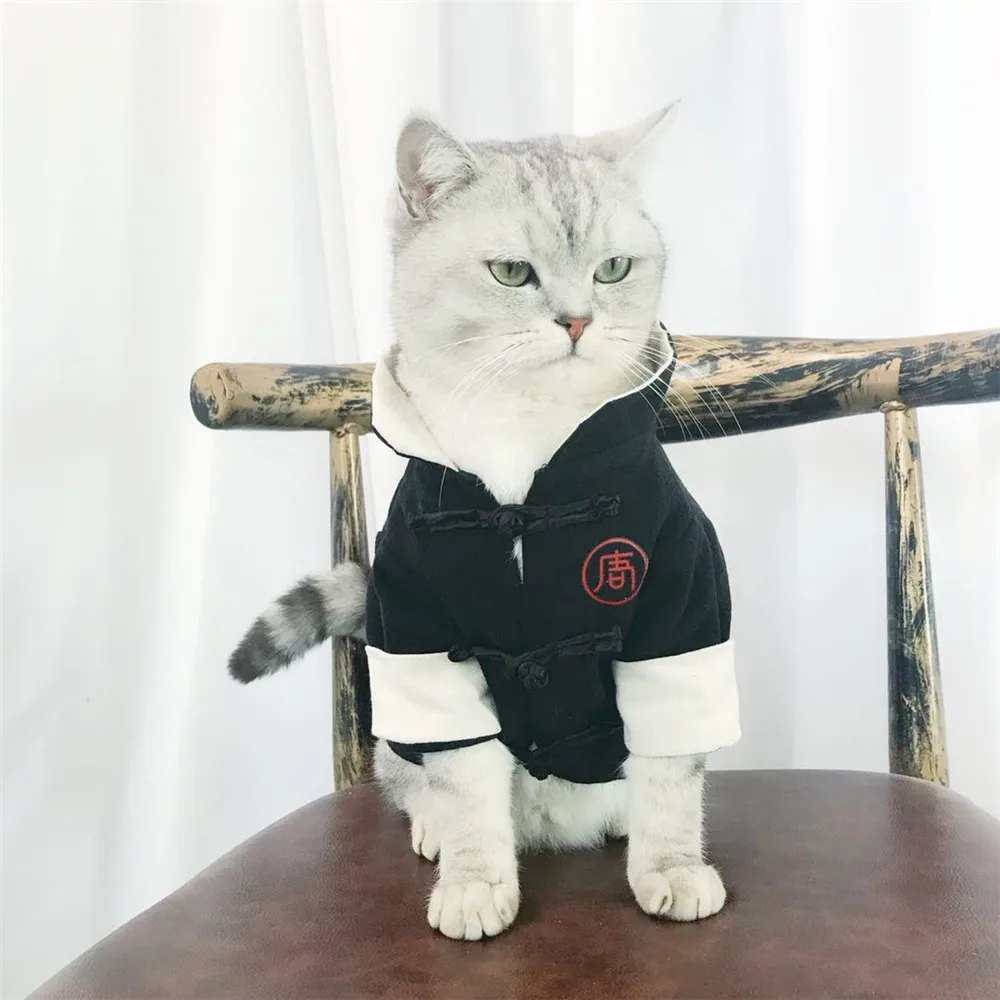 Модная одежда для кошек, костюм Танг со словами, Забавный котенок, украшение, куртка, китайский стиль, костюм для щенка, маленькая, средняя, Большая рубашка для собак