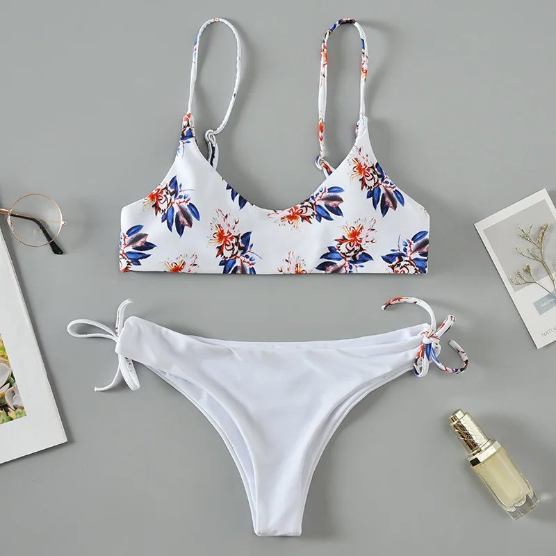 

2019 two piece string Swimsuit micro mini Bikinis tanga set Women printed bathing costume Sexy ladies Tankini swimsuits swimwear