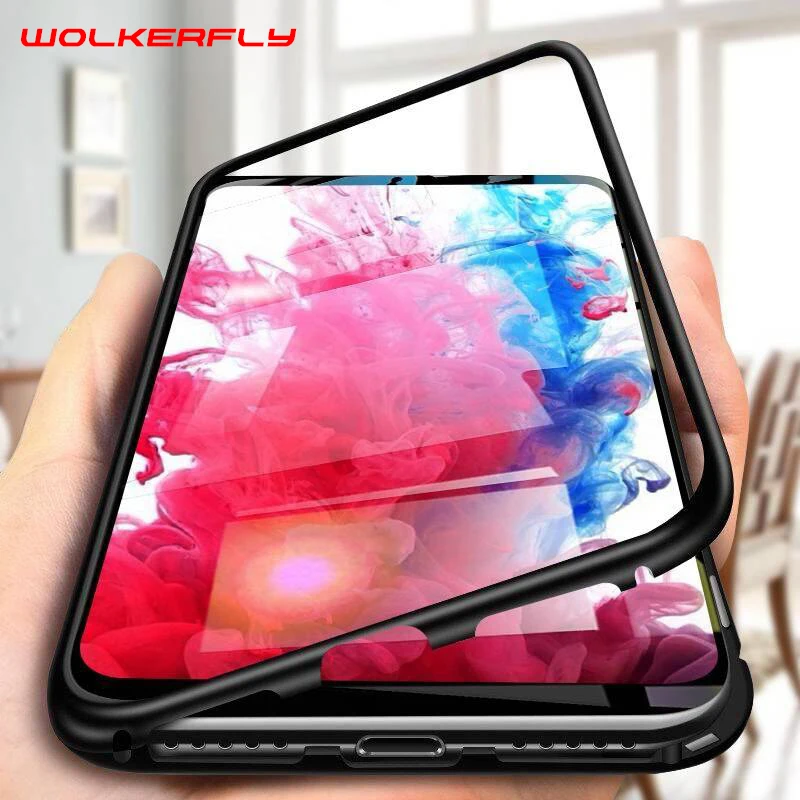 

Magnetic Adsorption Case For Huawei Y7 Y6 Y9 2019 P Smart P30 P20 Mate20 Lite Pro Nova5 5i Honor 8X 10 Tempered Glass Back Cover