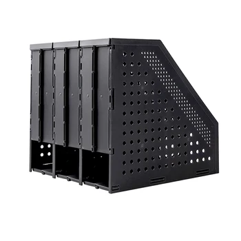 

Foldable File Organizer Box Office Desk File Storage Tray Support Stand Triple Frame Bookshelf School Students Stationery