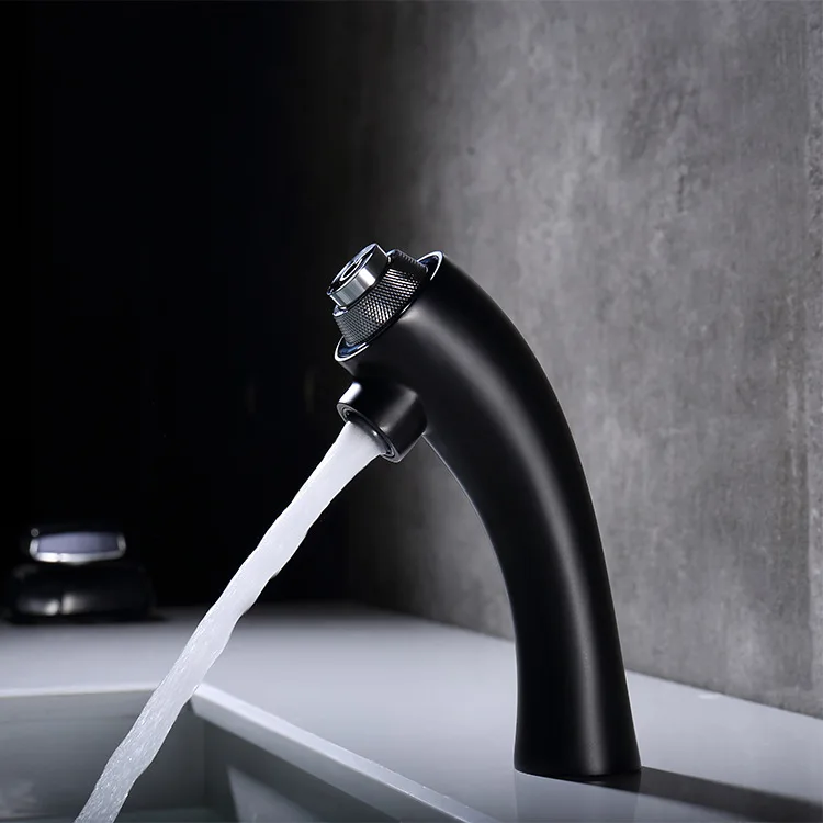 

Production Standard all copper hot and cold black basin faucet