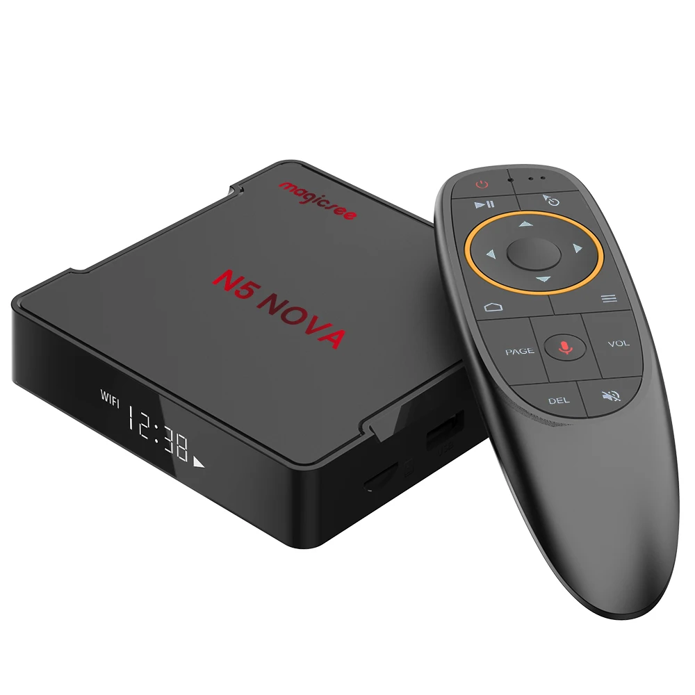 

Magicsee N5 NOVA TV Box Android 9.0 Bluetooth 4.0 Voice Remote 2.4G 5G WiFi Rockchip3318 Support 4K VP6/8/9 LED Display 4G 64G