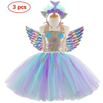 

New flower girl's birthday party Sequin dress lovely girl's first birthday party Sequin STARFISH SEASHELL mesh Princess Dress