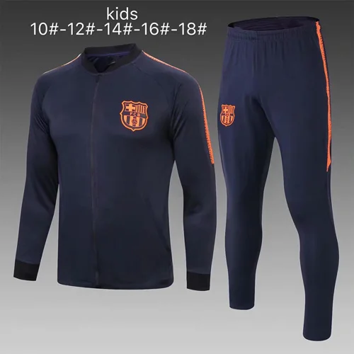 Топ 19 20 года, одежда для футбола, спортивный костюм для детей GRIEZMANN SUAREZ UMTITI, тренировочный костюм на молнии, Детская футбольная майка - Цвет: Синий