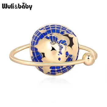

Wuli&baby Blue Enamel Globe Brooches For Women Men Metal Universal Space Earth Party Offic Casual Brooch Pins Gifts