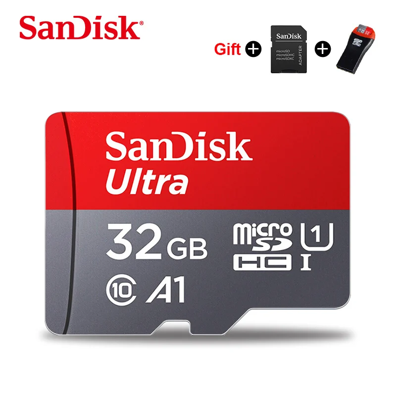 Карта памяти sandisk Ultra Micro SD, 400 ГБ, 256 ГБ, 200 ГБ, 128 ГБ, 64 ГБ, TF карта, 32 ГБ, 16 ГБ, карта Micro SD, Подарочный адаптер cartao de memoria - Емкость: 32GBUSB2.0CardReader