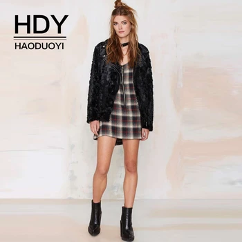 

HDY Haoduoyi New Fashion Autumn Ladies Casual Warm To Wear Light Weight Fur Outerwear Sexy Solid Zipper Soft Fur Coat