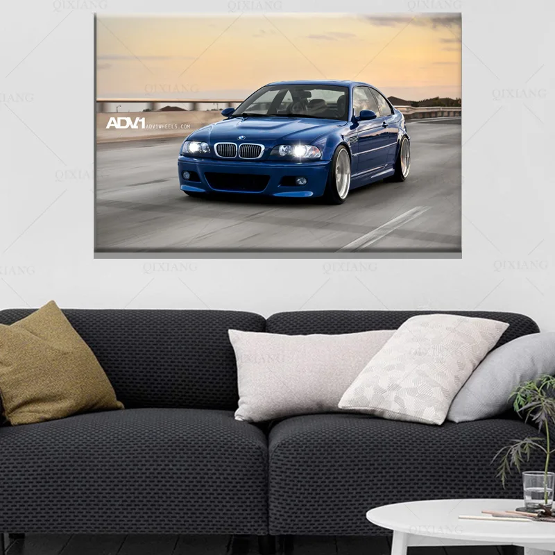 Постеры Supercar синий автомобиль B M W M3 E46 Классическая Дрифт-машина Настенная