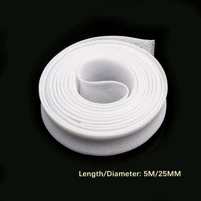 Description Picture 6 of item5/10M White Insulated Braid Sleeving 2/4/6/8/10/12/15/20/25mm Tight PET Wire Cable Gland Protection Cable Sleeve