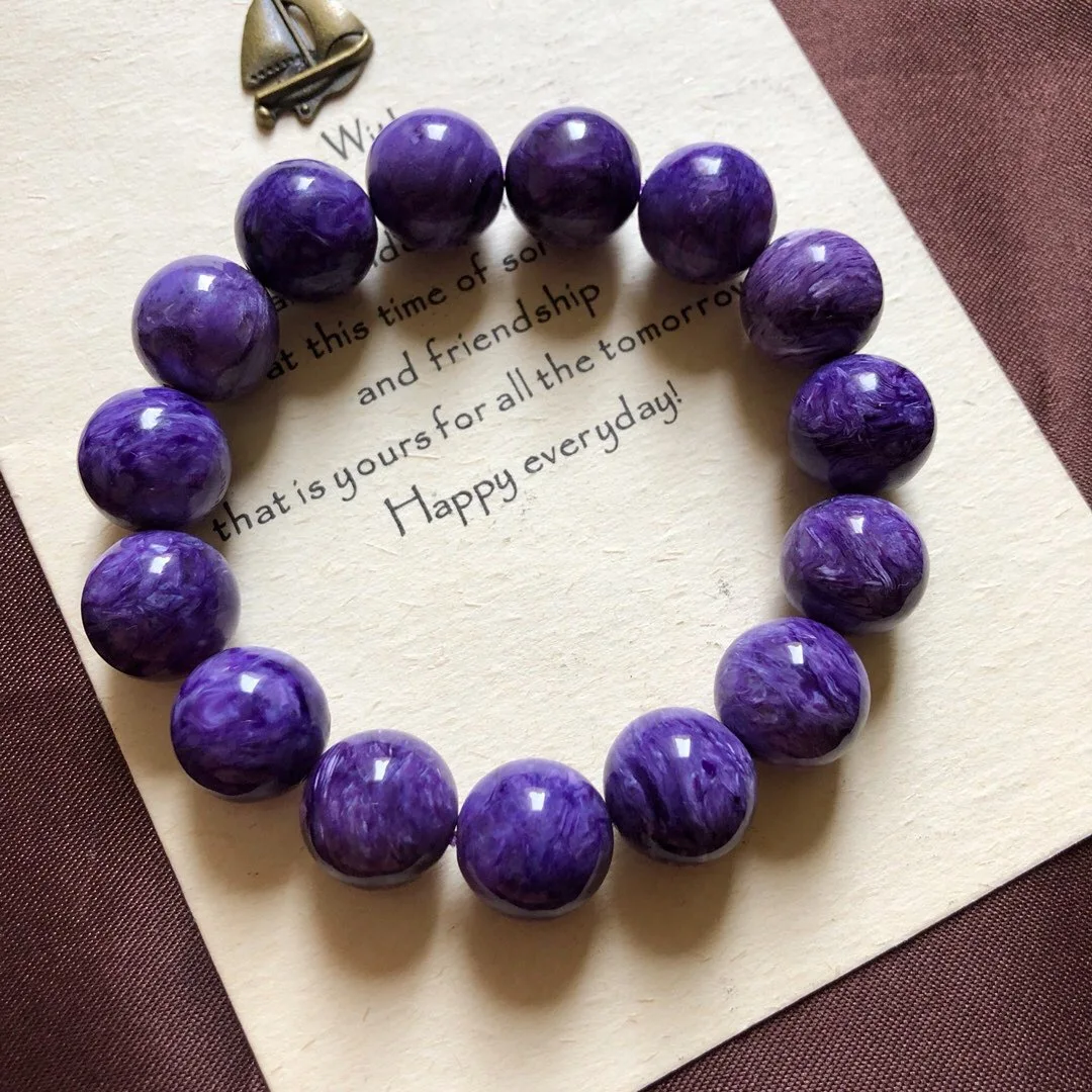 

Natural Charoite Single Loop Bracelets Dragon Design Clear Color Rich Clean Moist And Smooth Full Exquisite
