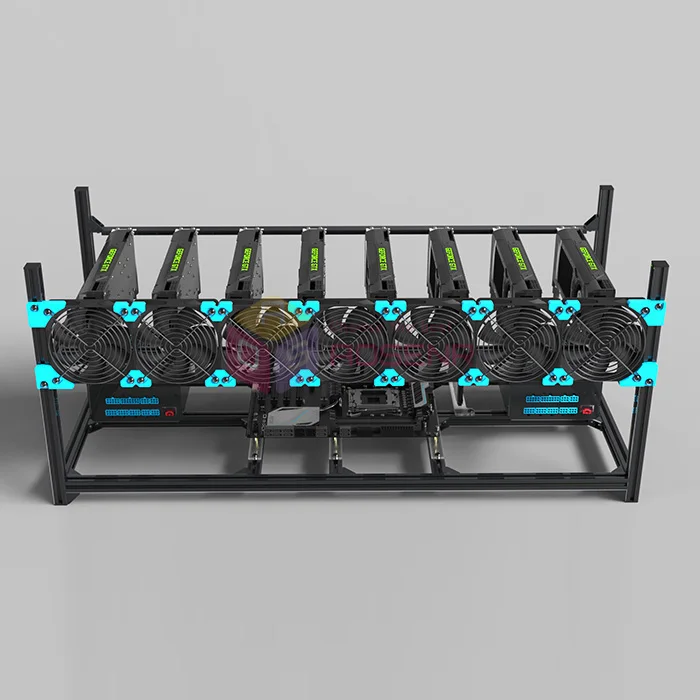 Новинка 8GPU Штабелируемый Алюминиевый 6 GPU открытая рамка для майнинга чехол