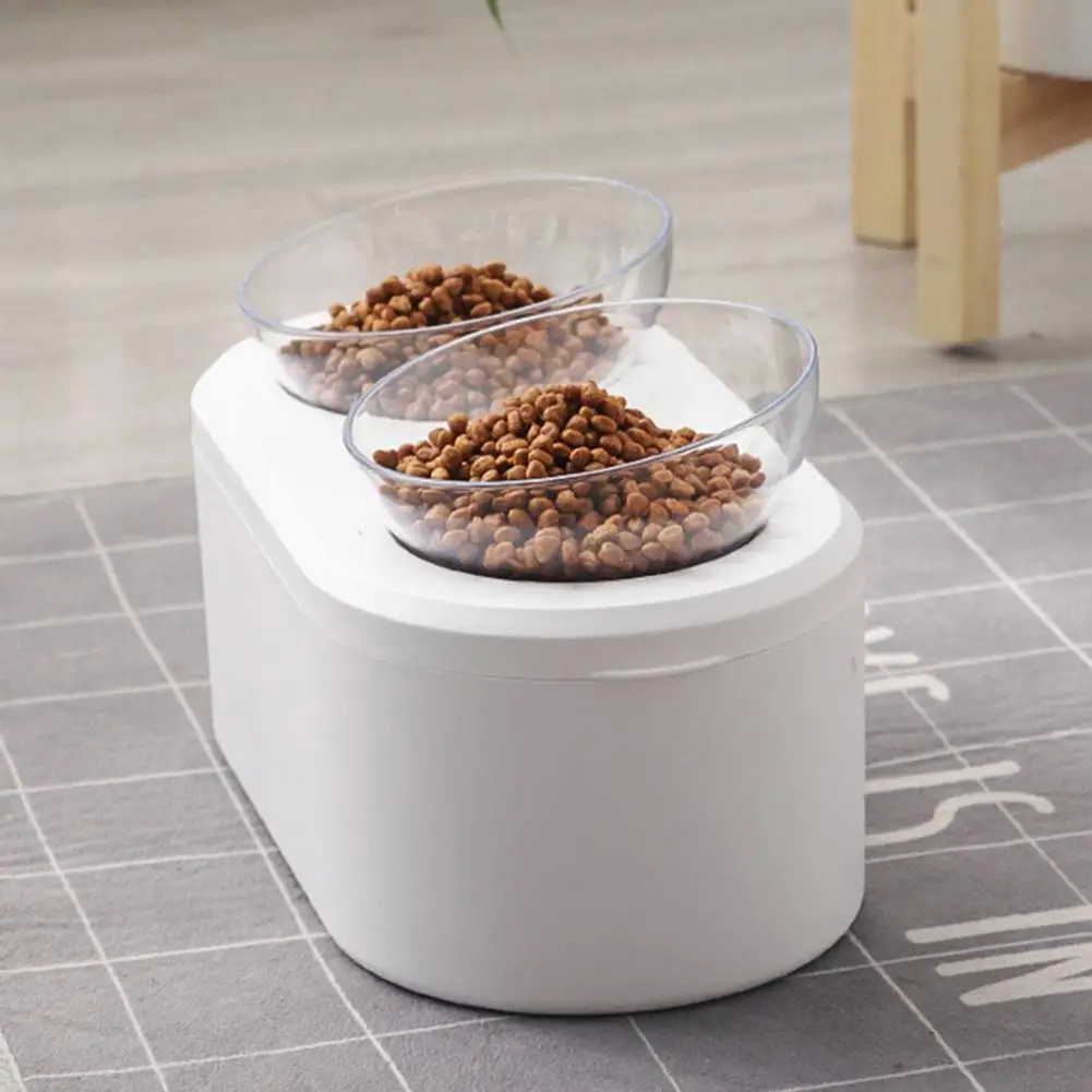 Съемный косой двойной кормушка для домашних кошек, котенок, кормушка с нескользящим держателем, чехол для собак, кошек, товары для нового года, Рождества