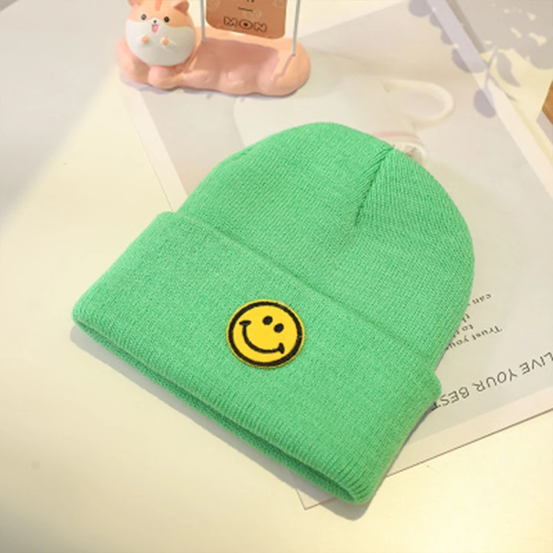 Улыбка детская зимняя шапка Skullies Beanies вязаные для детей детские шапки крючком Твердые Детские шапки шапочки аксессуары для волос