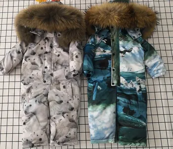 

baby mother Winter Women Down Jumpsuit Girl's Down Rompers Natural Fur Female Down Jackets Girl Down Catsuit Snow Wear