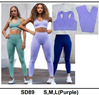 SD89 Purple Однотонная женская одежда для фитнеса и йоги, бесшовные леггинсы для занятий спортом - Цвет: SD89 Purple