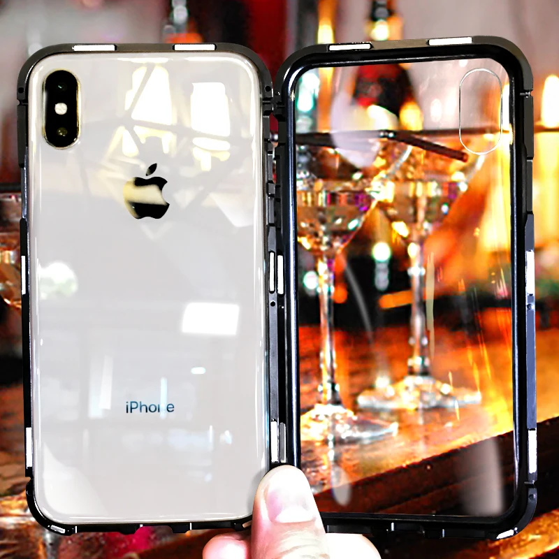 Магнитный чехол для iPhone XR XS Max ультратонкие металлические магнитные телефонные