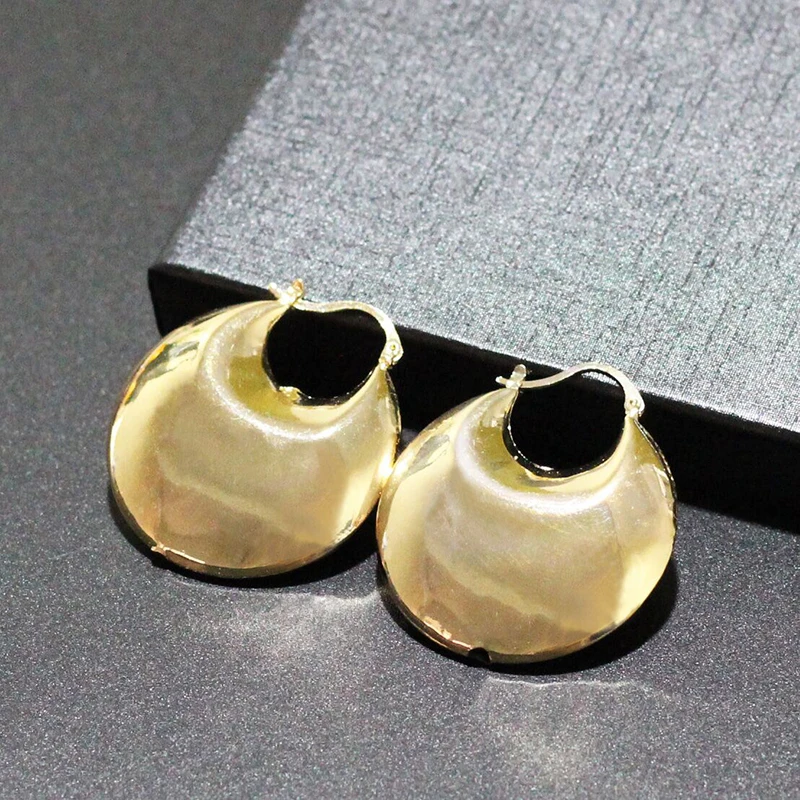 Серьги-кольца srnick женские из металлического сплава блестящие круглые модные
