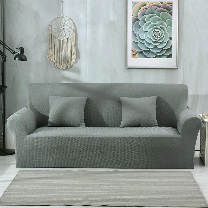 Slipcovers водоотталкивающий стрейч чехол для дивана утолщенный жаккардовый клетчатый чехол для дивана для гостиной мебель для питомцев протектор - Цвет: Gray