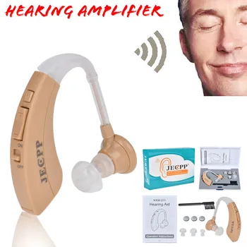 

JECPP Hearing Aid Sound Amplifier Battery Powered In Ear Hearing Enhancement Device with Storage Case Cleaning Brush for Elderly