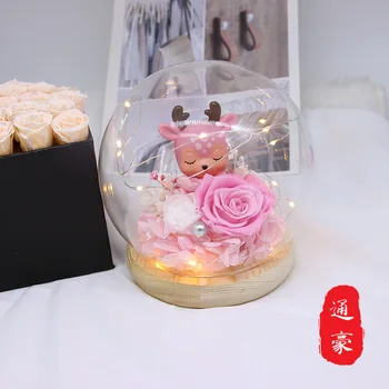 

Deer Luminous Eternal Glass Christmas Valentine's Day Gift Ideas Eternal Rose Finished Wholesale