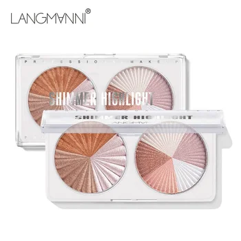 

Langmanni Double disc mixed color crystal Highlighter Facial Bronzers Powder Palette Professional Illuminator Face Makeup