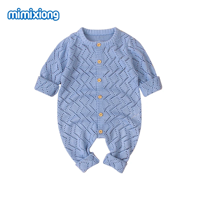 Baby Rompers Knitted Fashion Candy Color Newborn Boys Jumpsuits Pajamas Spring Autumn Infant Girls Overall Children Clothes 0-2Y