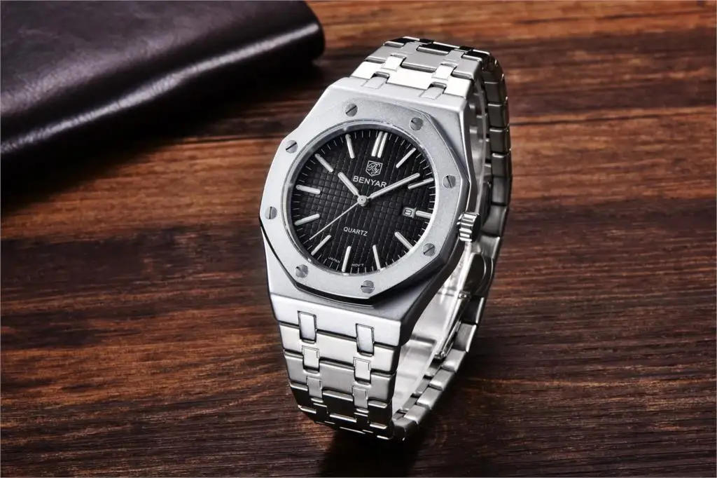 BENYAR Top Brand Men's Quartz Watches Luxury Business Sports Watch Waterproof Calendar Watch Stainless Steel Relogio Masculino